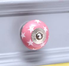 Pink Star Ceramic Drawer Knob