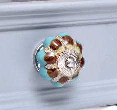 Sea Green And Brown Ceramic Cabinet Knobs