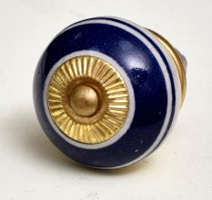 Navy Blue Striped Knob