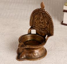 Vintage Finest Brass Gajalakshmi Oil Lamp for Prayer Room