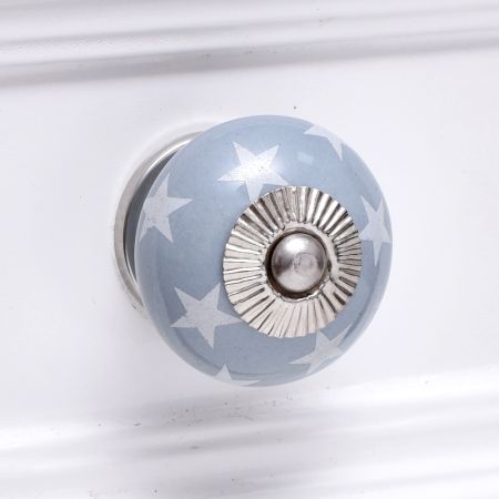 Light Grey White Tiny Star Pattern Cabinet Knobs