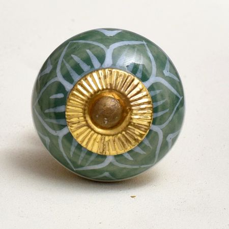 Olive Green Flower Dresser Knob