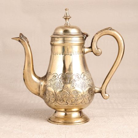 Shiny Golden Premium Brass Tea Kettle for Decor