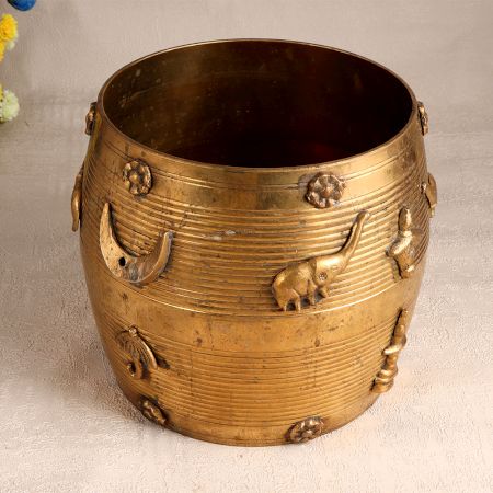 Handmade South Indian Brass Planter for Home Decor