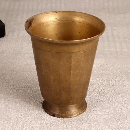 Elegant Brown Brass Holy Water Glass for Prayer Room