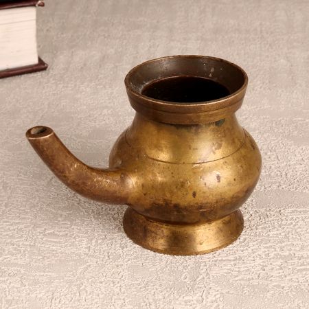 Small Brass Water Pot with Spout for Prayer and Decor