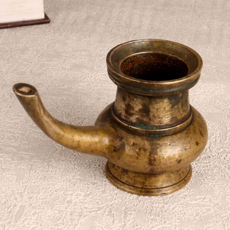 Vintage South Indian Brass Sagar Pot with Spout for Decor
