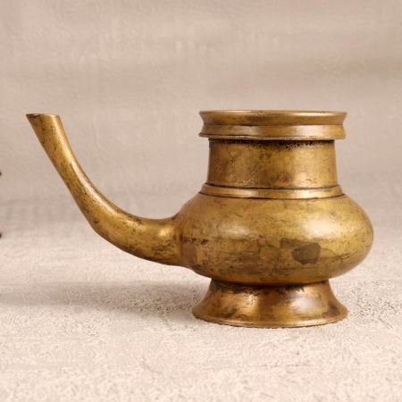 Vintage Sturdy Brass Water Pot with Spout for Decoration