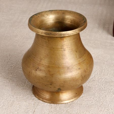 Handcrafted Vintage Brass Holy Water Pot in Brown Finish