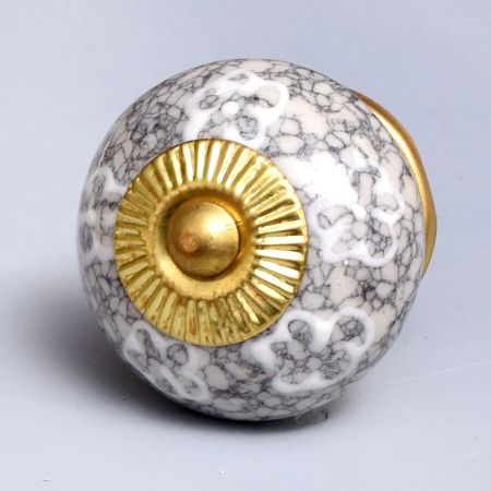 White Floral Crackle Cabinet Ceramic Knob