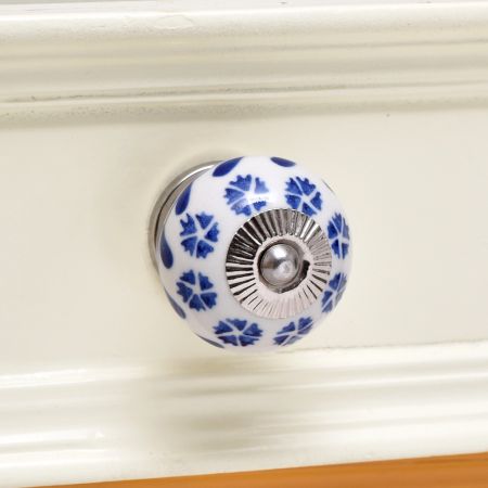 Blue Tiny Flower Ceramic Knob