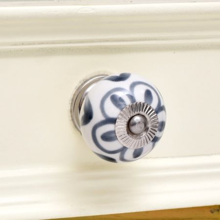 Grey Flower Ceramic Knob
