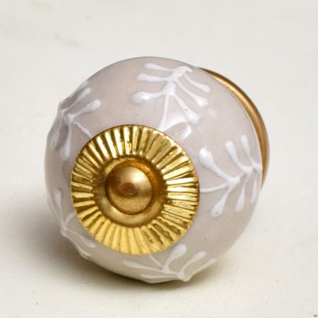 Cream Leaf Ceramic Knob