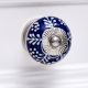 Navy Blue White Leaf Knob