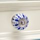 White & Blue Ceramic Floral Knob