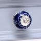 Navy Blue Floral Ceramic Cabinet Knob