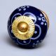 Navy Blue Floral Ceramic Cabinet Knob
