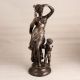 Premium Gray Brass Woman and Child Statue for Decoration