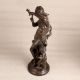 Premium Gray Brass Woman and Child Statue for Decoration