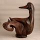 Handmade Vintage Wooden Duck Statue in European Art