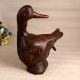 Handmade Vintage Wooden Duck Statue in European Art