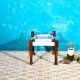 Sinhasan Solid Wood Charpai Chair Blue and White