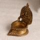 Vintage Brown Brass Gajalaxmi Oil Lamp for Prayer and Decor