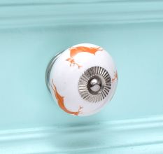 Orange Running Rein Deer Pattern Ceramic Drawer Knob Online