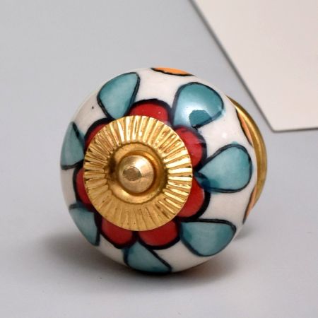 Red Flower Ceramic Cabinet Knob Online