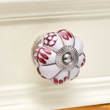 Maroon Flower Knob