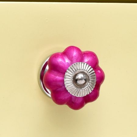 Solid Neon Pink Ceramic Melon Drawer Knob Online