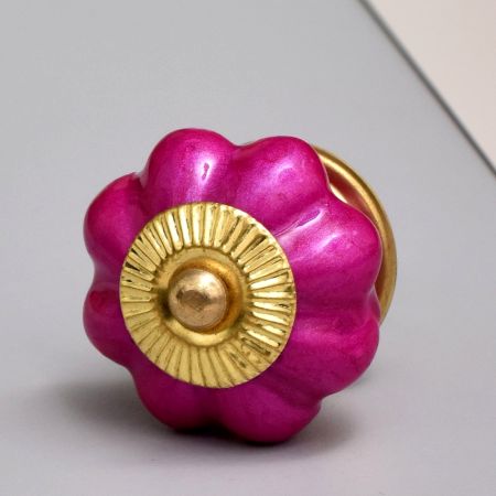 Solid Neon Pink Ceramic Melon Drawer Knob Online