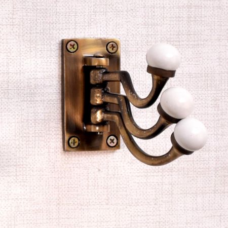 3 in 1 Antique Metal and Ceramic Wall Hooks