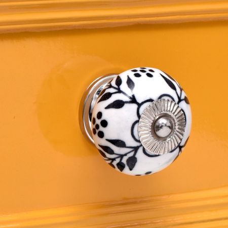 Black Floral Knob