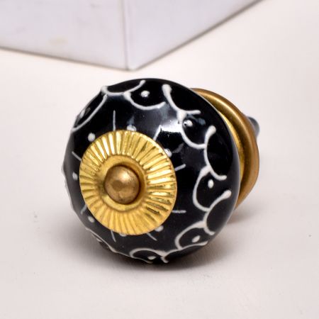 Black Floral Embossed Cabinet knob