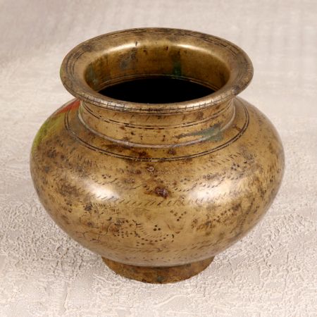 Handmade Vintage Brass Water Pot for Auspicious Occasions