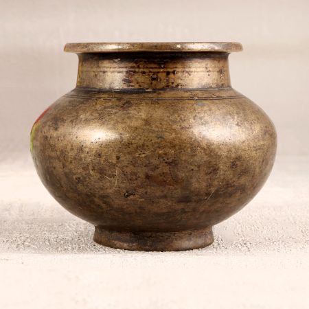 Vintage Finish Brass Holy Water Pot from Gujarat for Decor