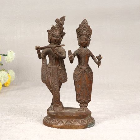 Finest Brass Statue of Lord Krishna and Goddess Radha for Worship