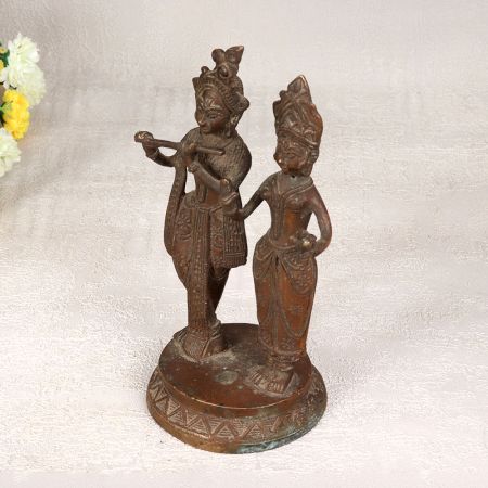 Finest Brass Statue of Lord Krishna and Goddess Radha for Worship