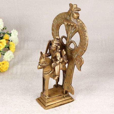 Brass Statue of God Sitting on Horse with Prabhavali for Decor