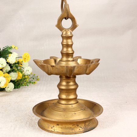 Handcrafted Finest Brass Hanging Oil Lamp for Temple
