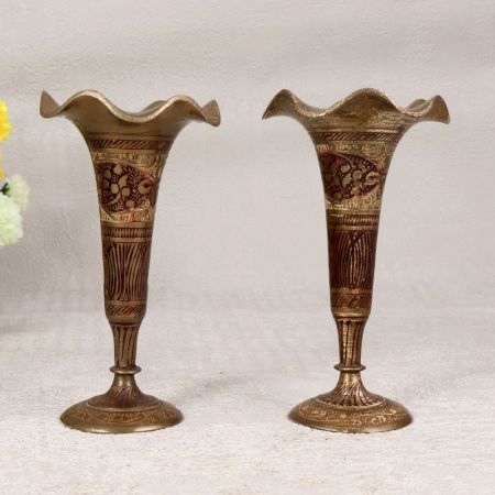 Handmade Islamic Art Flower Pot Made of Brass in Set of 2