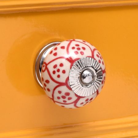 Red Poinsettia Flower Ceramic Knob