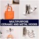 3 in 1 Silver Metal and Ceramic Wall Hooks