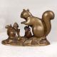 Handmade English Art Brass Statue of Squirrel Family for Decor