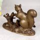 Handmade English Art Brass Statue of Squirrel Family for Decor