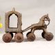 Tribal Art Finest Brass Horse Chariot Statue in Brown Finish