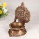 Elegant Brown Gajalakshmi Brass Oil Lamp in South Indian Art