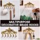 Brass Victorian Small Floral Arrrangement Six Wall Hook