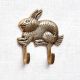 Golden Brass Bunny Rabbit Textured 2 Wall Hook